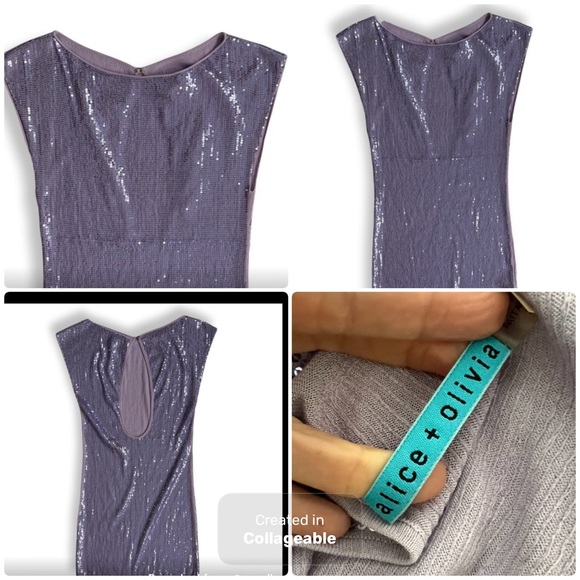 โผ๏ธWOWโผ๏ธAlice + Olivia lilac ๐๐sequins open back mini dress โผ๏ธ๐๐๐๐๐Beautiful ๐ - Picture 4 of 8